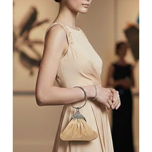 Evening Bags Wholesale - Capri Vintage-Inspired Pear-shape Metal Frame w/ Ring Wristlet Evening Bag - BG-561MCP